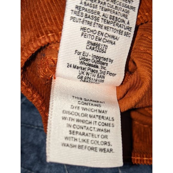 We the Free Rust Orange Corduroy High Waisted Skinny Leg Raw Hem Pants Size 26 - Picture 9 of 9